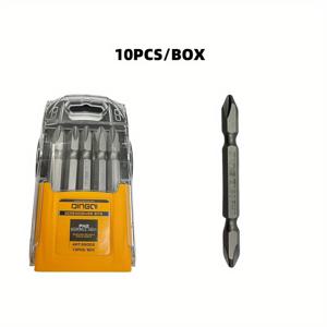 TEMU 10개/상자 PH2 65mm 자석 방지 스크루드라이버 비트 세트, 십자 헤드, 플라이어 헤드 도구 S2 소재, 전기 스크루드라이버 수동 핸들에 적합, 비트 보관 상자로 스크루 분해 및 설치 작업을 수행, 가정 개조 및 산업용 DIY 프로젝트에 완벽