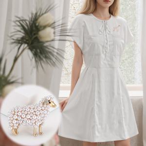 TEMU 빈티지 우아한 양/양봉 브로치 - 비즈 장식, 여성용, 포멀 & 데일리 주얼리 - 유럽 & 미국 레트로 동물 핀 - 생일/기념일 선물, 고급 액세서리, 심플 디자인, 섬세한 공예, 패션 액세서리, 여성 패션