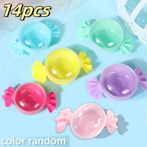 TEMU 14개입 캔디 모양 플라스틱 선물 상자 - 웨딩, 생일, 파티 & 휴일에 적합한 투명 보관 용기 | 다양한 파스텔 컬러, 내구성 있는 파티용품 및 선물 포장 용품, 장식 리본 디자인, 축제용 컨테이너, 튼튼한 구조, 이벤트 기획용