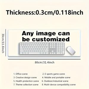 TEMU 1pc 개인화된 커스텀 마우스 패드 사무실 및 게임, 두꺼운 고무 베이스 방지, 어디서나 맞춤화 지원, 직사각형 모양, 노트북, 키보드 및 마우스에 적합, 책상용 마우스 패드