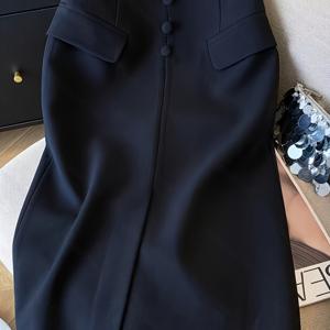 TEMU 여성용 우아한 오피스 투 파티 스커트 - 포멀 팬츠슈트 스타일 버튼 백 클로저, 비탄력 구조 소재, 비즈니스·웨딩·이브닝 이벤트용 올시즌 프로페셔널 & 폼럴 의상, 웨딩 게스트 웨어, 비투명 원단