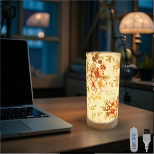 TEMU 빈티지 LED 패브릭 데스크 램프, 삼색 온도 조절 및 무한 디밍 기능 - 침대 헤드보드, 스터디 테이블, 카페 장식용, 파티 분위기 조명