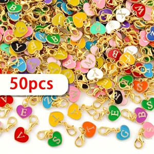 TEMU 50개 짜리 구리 합금 도자기 문자 매듭 - DIY 보석 만들기, 팔찌 및 목걸이용 A-Z 미니 첫 번째 문자 매듭, 밝은 색상, 내구성 및 쉽게 청소 가능, 창의적인 공예용으로 완벽, 보석 만들기용 매듭