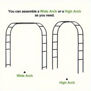 TEMU 등반 식물 장미 채소 풍선을 위한 후크가 있는 헤비듀티 블랙 스틸 가든 아치 스탠드, 내구성 있는 야외 장식 로맨틱 데이 선물 아이디어 수직 정원 아치웨이 장식 DIY 가변형