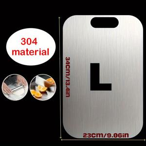 TEMU 고급 티타늄 304 스테인리스 스틸 과일, 채소 및 고기용 도마 - 가정 및 캠핑용 식품 등급 주방 액세서리, 휴대 가능 & 내구성 강화, 쉬운 세척, 음식 준비 표면, 매끈한 메탈릭 디자인, 녹 방지 소재|캠핑용품