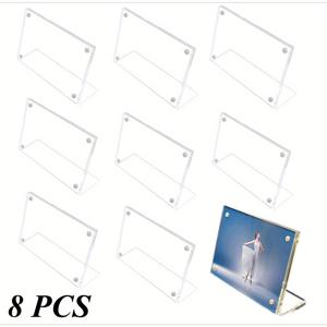 TEMU 8개 세트 자석식 테이블탑 디스플레이 보드 - 코너 마그네틱 포함, 레스토랑/사무실/소매점용 투명 L자형 아크릴 표지판, 공간 절약형 테이블 장식, 스크린 불필요, 메뉴보드/가격표/좌석번호/프로모션용, 무스크류 설치, 세련된 디자인