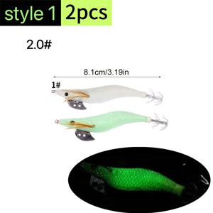 TEMU 2개 화이트 그린 야광 나무 새우 스퀴드 루어 박스 2.0#2.5#3.0#3.5#4.0#폭발 후크 무게 리드 비드 벨 생생한 미끼 낚시용 문어 스퀴드 후크