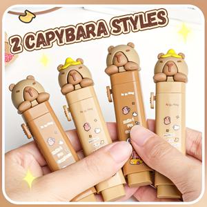 TEMU 교체용 고무 코어가 있는 푸시-풀 카피바라 고무 지우개, 부드러운 학교 용품, 깨끗하고 잔여물 없는 사무실/학생용 지우개, 학교 및 사무실 사용에 적합