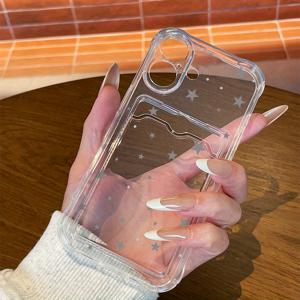 TEMU 별, 아이폰 16/16 Pro/16 Pro Max, 15/14/13/12/11 모델과 호환되는 카드 홀더가 있는 모바일 폰 케이스, 사진과 카드를 삽입할 수 있으며, 낙하로부터 완벽한 보호를 위한 강화된 모서리가 있는 투명하고 두꺼운 디자인의 케이스입니다