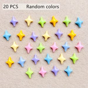 TEMU 20개 캔디 컬러 별 모양 플랫백 매듭 캐보숀, 투명하지 않은 레진 스타일링 액세서리 - 헤어 클립, 사진 프레임, 스크랩북 DIY 공예용 귀여운 별 장식