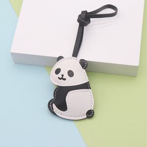 TEMU 1개 귀여운 판다 모양 PU 가죽 키체인 & 백참 - 블랙 & 화이트 핸드스티치 스타일, 감동적인 눈빛, 내구성 있는 PU 가죽 (백팩, 열쇠, 선물용) - 생일, 크리스마스, 발렌타인데이 선물 - 여성 및 남성을 위한 다목적 액세서리, DIY 지갑 만들기