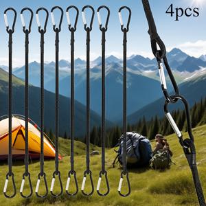 TEMU 4개입 고강도 탄성 로프 (후크 및 볼 포함) | 드리프트 카약, 캠핑, 야외 보관, 강 액세서리, 고정 스트랩, 122파운드 이하 인장 강도에 적합