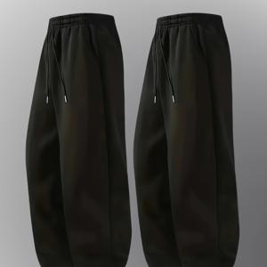 TEMU 패션 남성용 2팩 매칭 컬러 캐주얼 롱팬츠, 스포츠 드로우끈 런닝 트라우저, 쿨한 남자바지, 여름철 남성용 하이웨이스트 팬츠, 탄력 있는 허리밴딩, 작업복/루즈핏 팬츠, 심플한 DIY 디자인, 내구성 있는 소재, 통기성 원단, 다목적 이너워먼트, 액티브 맨을 위한 아슬레틱 트라우저