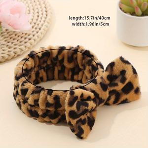 TEMU 1개 프린트 리본 헤어밴드 - 여성용 부드러운 머리 액세서리, 스타일리시한 블랙 & 브라운 디자인, 가을 장식, 개학 및 일상 사용에 완벽, 얼굴 세척용 헤어밴드, 손목 밴드, 헤어밴드, 헤어밴드 (여성용)