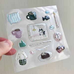 TEMU 1팩 귀여운 동물 & 일상 생활 PVC 젤리 스티커 - 노트북, 휴대폰, 태블릿, 헤드폰, 보조배터리, 책을 위한 기발한 고양이, 개, 집, 커피 디자인 - 개인화용 내구성 있는 데칼, 귀여운 스티커, 폰 액세서리, 재미있는 디자인, 생생한 색상, 랩탑 스티커, 랩탑 커버, K팝|북커버