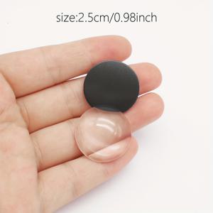 TEMU 25mm, 30mm, 35mm 사이즈의 공예용 자석 30개 세트. 접착식 뒷면과 투명 유리 카부숑이 특징이며, 냉장고 자석 및 스티커 제작에 적합합니다.