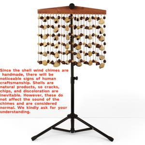 TEMU 24현 수제 과일 쉘 풍경 세트 | 조절 가능한 휴대용 스탠드 포함, 인도네시아 수입, 명상, 요가, 자연 사운드 힐링 음악 요법에 적합, 완벽한 휴일 선물