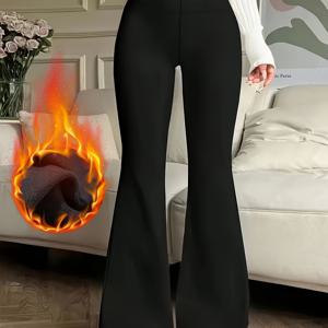 TEMU 여성용 따뜻한 플레어 스포츠 바지 (가을/겨울용), 허리선을 강조하고 힙업 효과를 주도록 디자인되었으며, 운동 및 요가에 적합합니다.