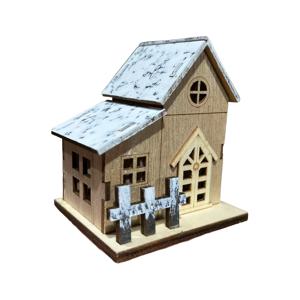 TEMU 1개 크리스마스 데스크탑 장식품 빛나는 나무 오두막 노르딕 스타일 레트로 작은 집 크리스마스 디스플레이 (조명 없음)