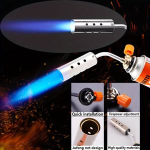 TEMU 휴대용 수동 가스 점화기 & 플레임스로워 헤드 - 빠른 점화 기능의 헤비듀티 금속 그릴 스타터, 프로판/부탄 가스 실린더와 호환, 야외 바베큐, 용접, 난방, 캠핑용 - 신뢰할 수 있는 플레임 건