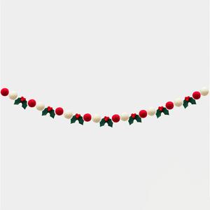 TEMU 크리스마스 홀리 베리 펠트 갈랜드 - 레드, 그린, 골든, 블랙, 브라운, 베이지, 골든 톤 - 전기 불필요, 미리 뚫린 구멍으로 간편하게 걸기 - 실내/외 휴일 장식용 내구성 좋은 펠트 - 벽난로, 벽, 나무, 테이블 센터피스 - Bi