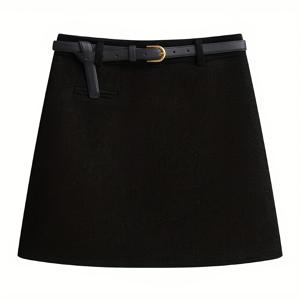 TEMU 여성용 숏 A라인 스커트 - 두꺼운 겨울용 하이웨이스트 숏 스커트, 지퍼 클로저 우산 밑단, 세탁기 사용 가능 드레스 (단색, 가을/겨울) - 우아한 반정장용