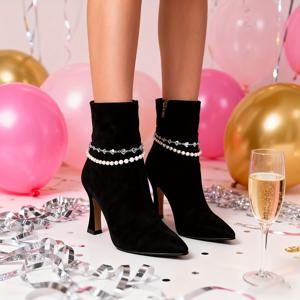 TEMU 여성용 패션 구두 부츠 액세서리 2개 세트, 빈티지 고딕 스타일 기하학적 체인 디자인 신발 버클, 앵클 부츠 힐 장식, 데일리웨어용 다용도, 할로윈 카니발 파티 선물 장식용으로 이상적