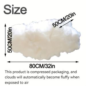 TEMU 1개 대형 3D 인공 구름 소품 장식 - 푹신한 질감의 사실적인 구름, 전기 불필요, 가볍고 튼튼함, 결혼식, 생일, 파티, 집, 사무실, 극장용 - 실내/실외 걸이 장식 - 간편한 설치 장식