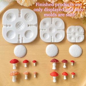TEMU 3개입 버섯 폴리머 클레이 실리콘 몰드 - 5가지 모양 & 3가지 크기, 내구성 좋은 레진 액체 몰드 (주얼리 제작, 크리스마스 & 할로윈 공예용)