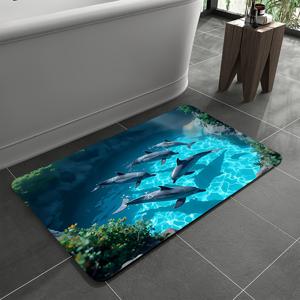 TEMU 1개 초흡수 욕실 매트, 빠른 건조 미끄럼 방지 뒷면, 부드러운 규조토 샤워 러그 - 바다 테마 욕실 매트, 욕조, 바닥용, 규조토 & 고무, 쉬운 세척, 크리스마스 선물로 이상적, 규조토 욕실에 적합|욕조