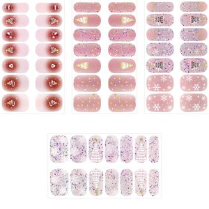 TEMU 크리스마스 트리 스위트 시리즈 풀커버 네일 스티커 4pcs, 반짝이는 그라데이션 옴브레 디자인, 홈 살롱 창의적 DIY 네일 아트 키트, 방수 및 오래 지속, 여성 및 데일리 데이트 파티 네일 장식용
