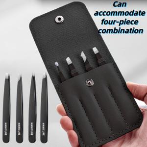 TEMU 4개 검정 스테인리스 스틸 눈썹 족집게 세트 (보라색 손잡이) - 속눈썹 연장, 눈썹 모양 조절, 수염 & 콧수염 제거, 인조 속눈썹용 정밀 그루밍 도구 - 내구성, 인체공학적 디자인으로 전문가 및 가정용으로 적합