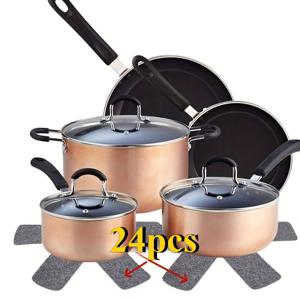 TEMU 누름 방지, 스크래치 방지 다층 내열 주방 수납 매트, 조리 기구, 유리 용품, 베이킹 시트 & 접시에 적합 - 내구성 있는 미끄럼 방지 정리함 상자, 캐비닛 및 조리대에 적합, 조리 기구 보호대, 기름튐방지, 후라이팬 손잡이, 핸들커버, 냄비손잡이 교체, 후라이팬 덮개, 냄비뚜껑 손잡이