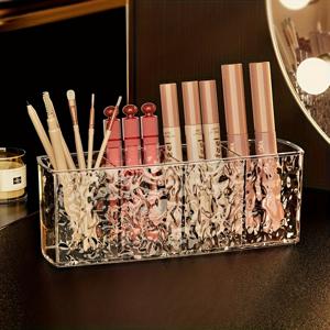 TEMU 우아한 투명 아크릴 메이크업 브러쉬 정리함 - 가볍고 휴대하기 쉬운 립스틱, 아이브로우 펜슬, 아이섀도우 등 보관용, 화장대 및 거울장 캐비닛에 적합, 화장대 정리함 | 우아한 정리함 | 내구성 있는 플라스틱, 화장품 정리함, 화장품 보관함, 디자인,뷰티 애호가|눈썹펜슬