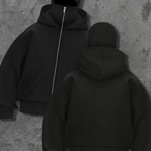 TEMU 남성용 후드 스웨트셔츠 (내장 후드 & 더블 지퍼 클로저) - 오버사이즈 스트리트웨어 풀오버, 루즈핏 캐주얼 스웨터 (어반 패션 & 캐주얼 복장), 세탁기 사용 가능 필수품 후드티 (리브 커프스), 스트리트 패션, 후드집업, 리브 커프스, 후드티 남성