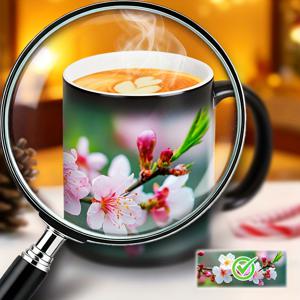 TEMU 벚꽃 색상 변환 머그, 11oz 세라믹 커피 컵, 열 활성화 신기한 여성, 친구, 가족, 집 및 주방 장식 선물, 세라믹 머그, 커피 컵
