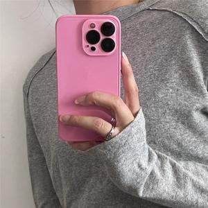 TEMU 애플 17 Pro Max 아이폰 17용 고품질 반투명 로즈 핑크 유리 케이스 - Niche 14 Pro/15 Pro/16 Pro/17 Pro 신형 모델과 호환, 16 Pro Max를 위한 풀 커버리지 및 낙하 방지 보호 제공.|아이폰케이스