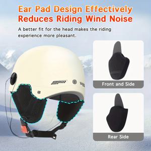 TEMU 2쌍 보온 안감 두꺼운 범용 귀 커버, 탈부착 가능한 겨울 방풍 귀 보호대, 및 자전거 헬멧용, 바람 소음 감소 및 귀 보온, 두꺼운 사이클링 액세서리|자전거헬멧
