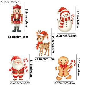 TEMU 50장 크리스마스 카드 세트 (포장 포함) - 귀여운 산타/눈사람/사슴 종이 캔디 포장 DIY 선물 용품, 파티, 생일 및 크리스마스 간식용 (포장 포함 50장)