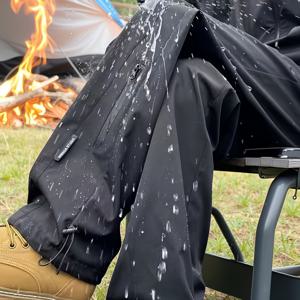 TEMU 남성용 전술 낙하산병 와이드 레그 팬츠 - 멀티 지퍼 포켓 & 레터링 - 방풍 아웃도어 하이킹/트레이닝/전투 장비 - 봄 여름 가을 블랙 (세탁기 사용 가능, 움직임에 적합) - 남성용