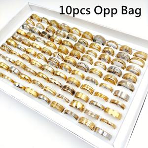 TEMU 10/20/30개/세트 트렌디한 골드 컬러 스테인리스 스틸 반지 남녀공용 도매 혼합 고급 반지 매력 기념일 주얼리 선물