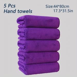 TEMU 5-팩 대형 사이즈 44x80cm/17.3x31.5in 초극세사 섬유 산호 벨벳 타월, 빠른 건조, 부드러움, 흡수성, 단색, 모던 스타일, 욕실, 샤워, 호텔, 헬스장, 스파 - 가정 및 주방 필수품|샤워타올|샤워커튼