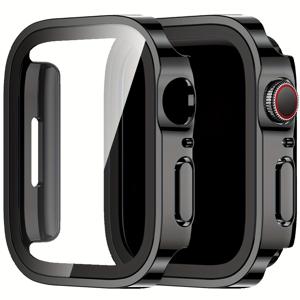 TEMU Apple Watch 9/8/7/6/5/4/Se/Ultra 호환, PC 보호 케이스와 내장된 유리 액정 보호 필름이 포함된 2개 세트, 종합적인 보호, 가볍고 스크래치 방지 기능 제공, 40MM, 41MM, 44MM, 45MM 사이즈에 적합