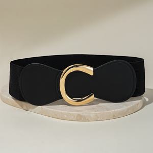 TEMU 골든 버클이 있는 빈티지 스타일의 와이드 허리 사이저 - 신축성 있는 소재, 코트, 스웨터, 셔츠, 드레스에 완벽한 스타일, 멋진 브라운과 블랙 옵션, 캐주얼한 날부터 공식적인 날까지, 일상적인 허리 사이저|빈티지 스타일의 디자인|신축성 있는 허리 트레이너