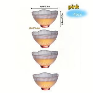 TEMU 4개 세트 유리 소재 무광 핑크 벚꽃 일본 차 컵, 핑크 유리 레이디, 홈 플라워 차 컵