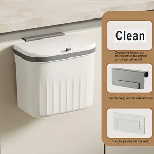 TEMU 1개 공간 절약형 걸이형 - 이중 색상, 주름 디자인 주방 & 욕실용 , 캐비닛 문 장착 또는 접착식 백킹, 음식물 쓰레기 & 퇴비용 이상적, 집안 정리 필수품, 접착식 |이중 색상 |깨끗한 미적 , 욕실|쓰레기통|음식물쓰레기통