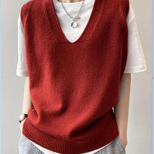 TEMU 여성 봄/가을 스웨터 조끼, 루즈핏, 레이어드, 빈티지 스타일 민소매 재킷