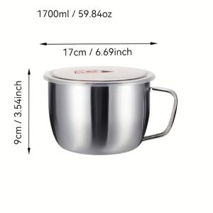 TEMU 1 세트 스테인레스 스틸 면류를 위한 뚜껑이 있는 국수 그릇, 파스타 그릇, 신선함을 유지하는 밀봉된 그릇, 휴대용 점심 그릇, 주방 식품 보관 그릇, 야외 스테인레스 스틸 그릇