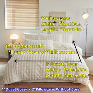 TEMU 3pcs 겨울 따뜻함 침구 세트 - 단색 플러시 폴리에스터 이불 커버 및 베개 커버, 통기성, 지퍼 클로저, 기계 세척 가능, 2 베개 샴이 있는 직조 이불 커버 (이불 인서트 미포함) - 300-350gsm