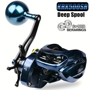 TEMU 1개 PROBEROS KRX 헤비듀티 베이트캐스팅 낚시릴, 알루미늄 합금 프레임, 6.5:1 고기어 비율, 자석 시스템, 최대 드래그 44LB, 양손잡이 핸들 - 민물/해수낚시에 적합한 빠른 리트리벌 & 부드러운 드래그, 배스·파이크·참치용 프로페셔널 스풀, 내구성 강화 구조, 바스 낚시꾼을 위한 견고한 빌딩|낚시대